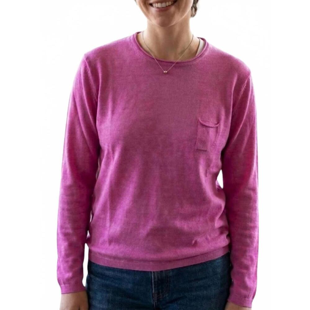 NEW PLOUMANAC'H cotton with chest ticket pocket sweater - plus in candy